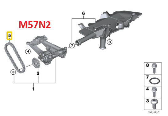 Genuine BMW Oil Pump Chain for M57N & M57N2 - BMW 11412249745 | BMW