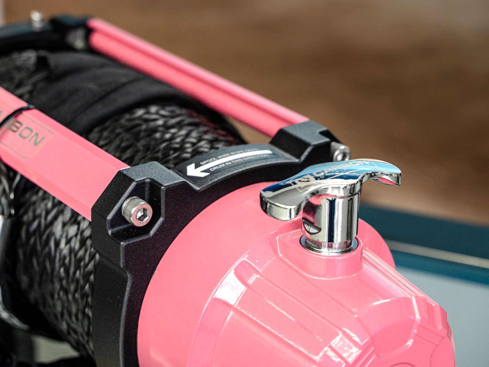 The Pink Carbon 12K - 12000lb Pink Winch With Pink Hook V3