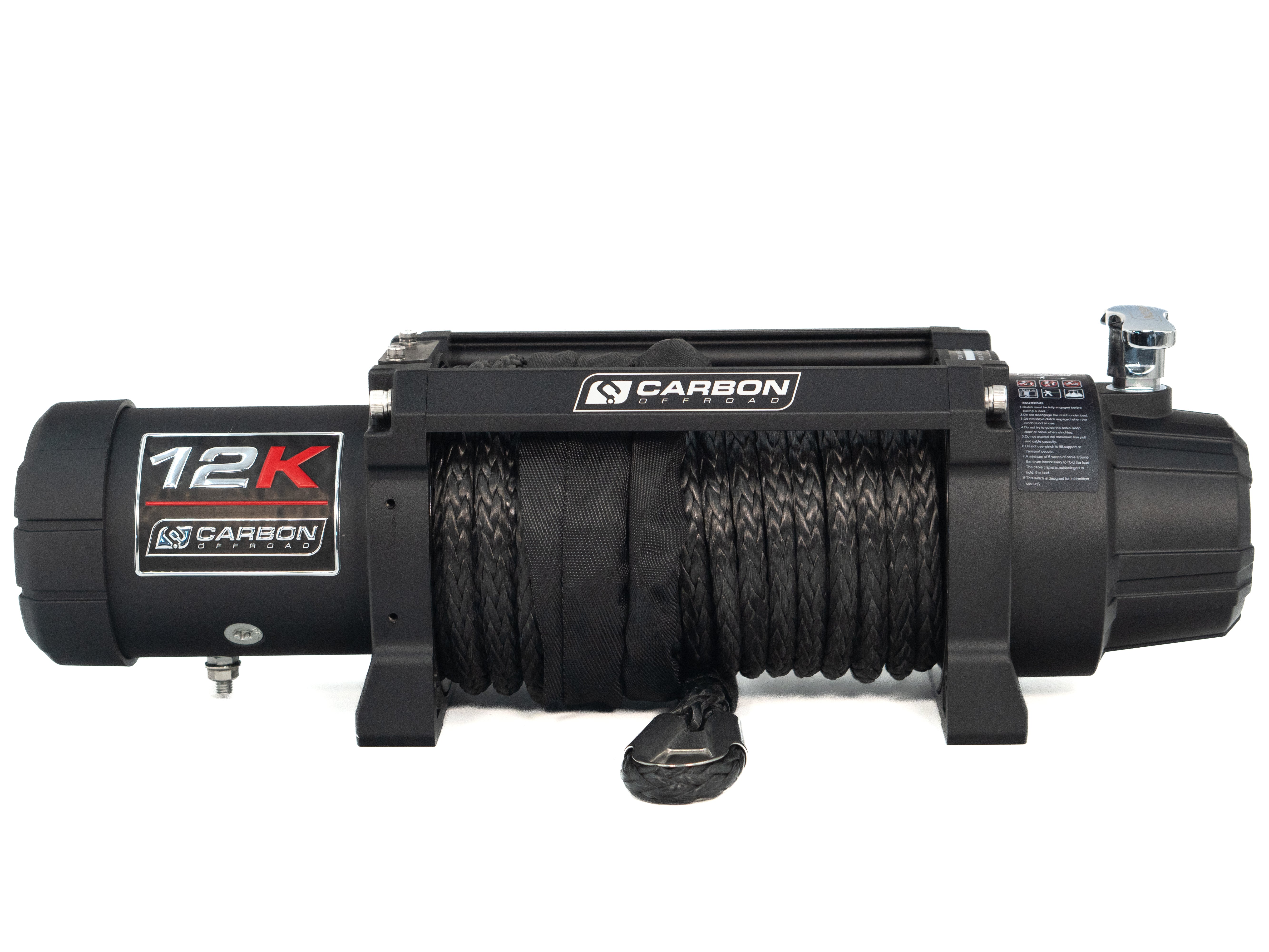 Carbon 12K - 12000lb Electric Winch With Black Rope - WINCH ONLY V3 | Carbon Offroad