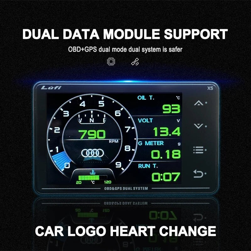 Lufi XS OBD2 Multi-functional Boost/temperature Gauge Scan tool GPS Gyroscope | Lufi