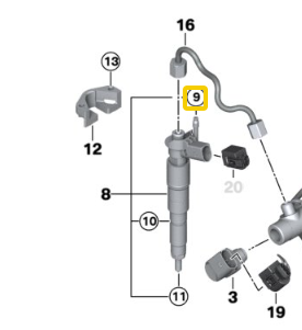 BMW Fuel Injector O-Ring for M57N2 - Bosch 13537794553