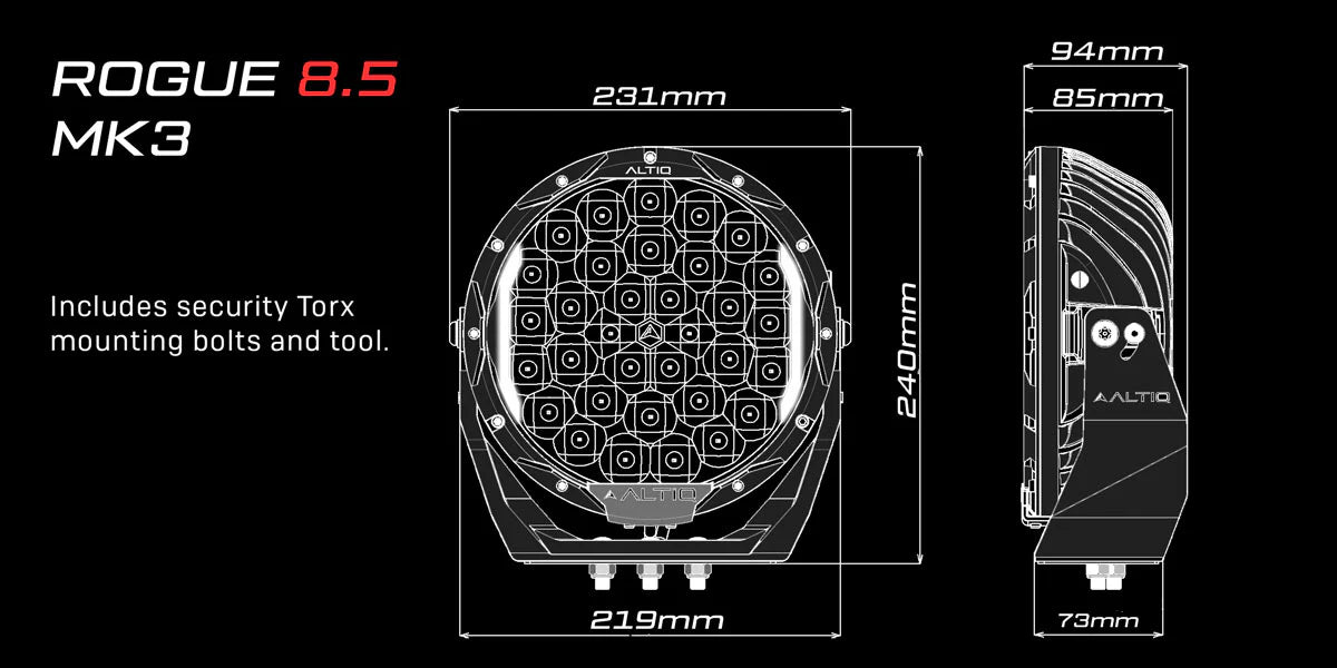 ALTIQ™ Rouge 8.5" MK3 - LED Driving Lights - Pair Cosmic Black | ALTIQ