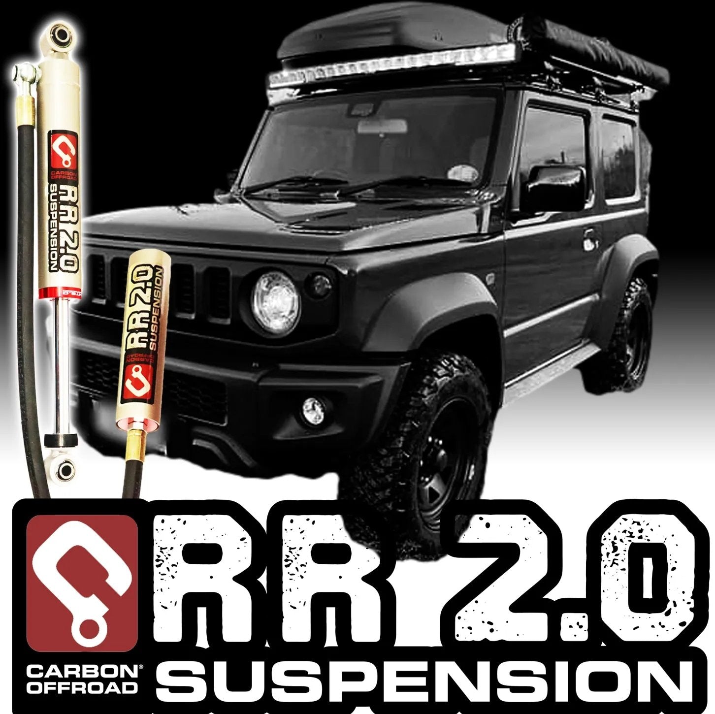 RR 2.0 Suzuki Jimny 2019+ Front / Rear Remote Res. Shock Kit | Carbon Offroad